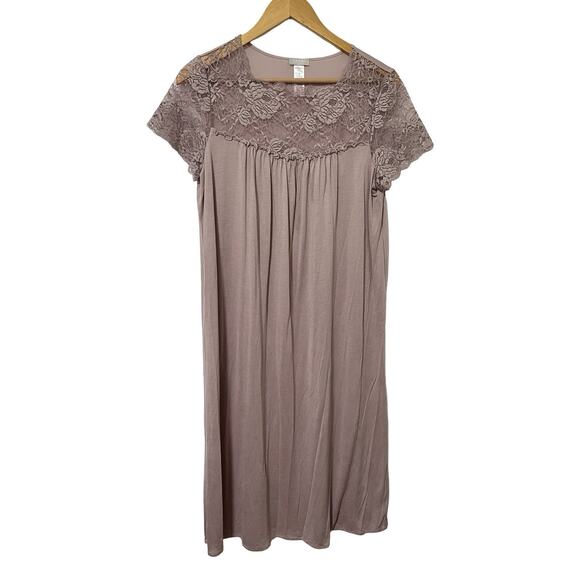 Hanro of Switzerland Lace Trim Midi Long Nightgown Size S Pink Romantic Feminine - Picture 1 of 5